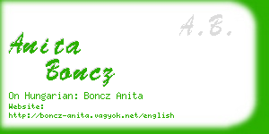 anita boncz business card